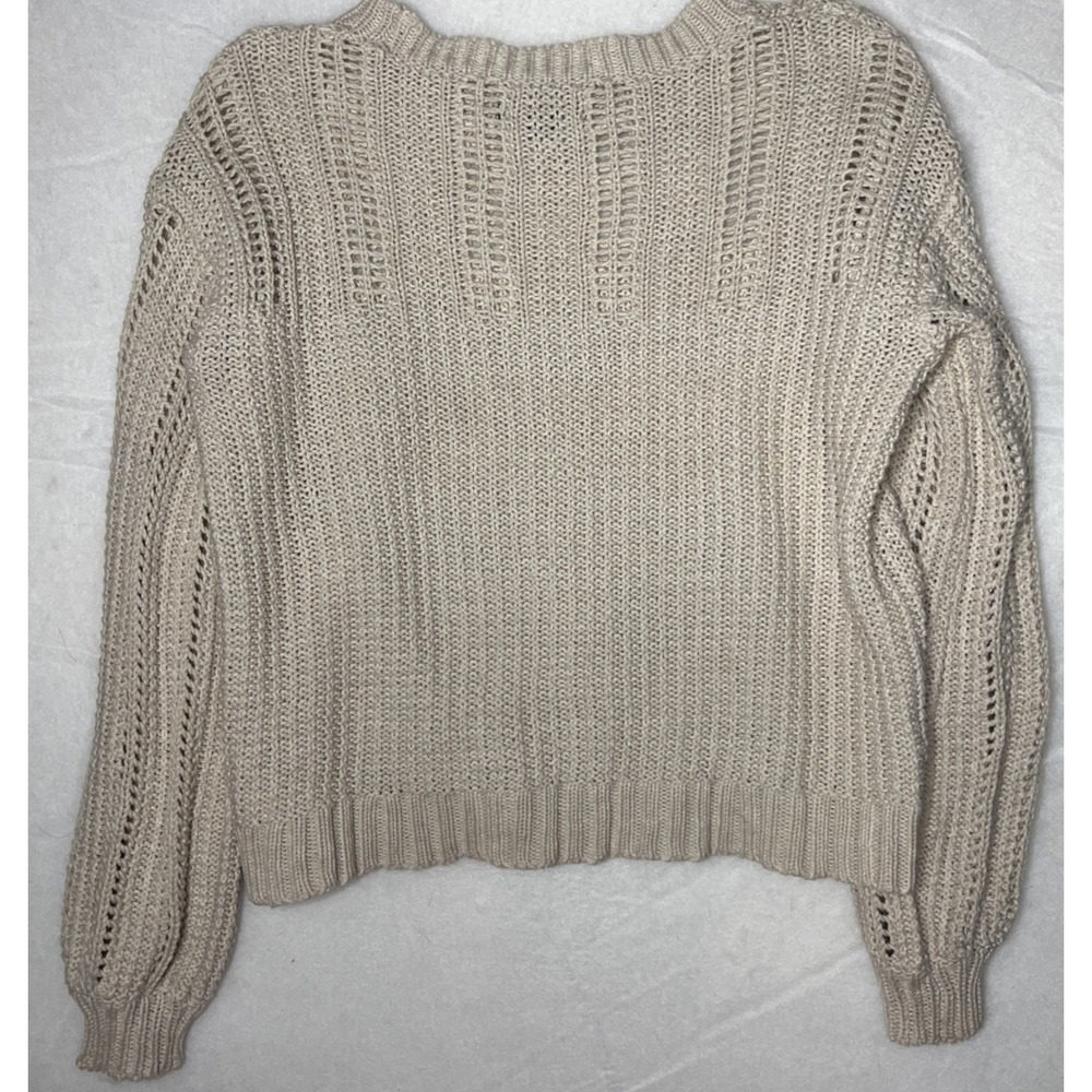 American Eagle Sweater Tan Beige Open Weave Knit Top Size Extra Small - Picture 2 of 16